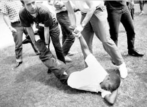 Instructor demonstrating techniques of non-violent resistance and self-preservation to Freedom Summer volunteers.